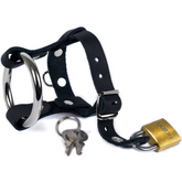 Spartacus Enterprises - Locking Leather & Steel Chastity Harness Male Chastity